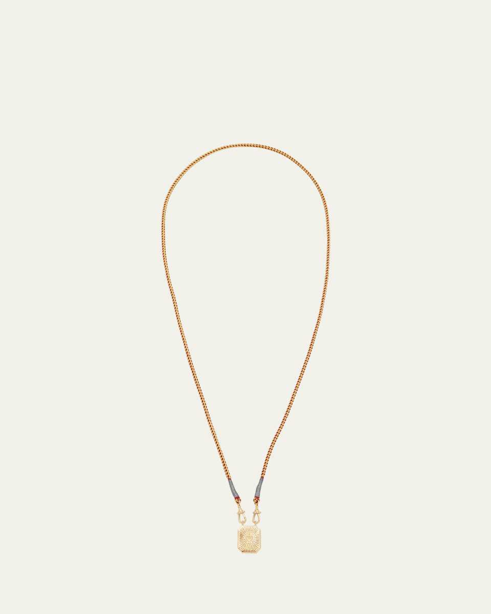 18k Yellow Gold Pendant Wrap Cord Necklace